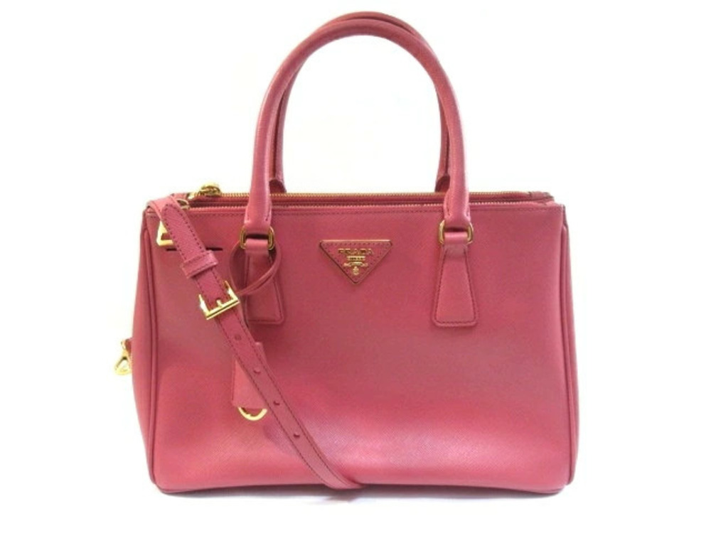 Prada Galleria Bag Handbag Saffiano Leather Pink Strap